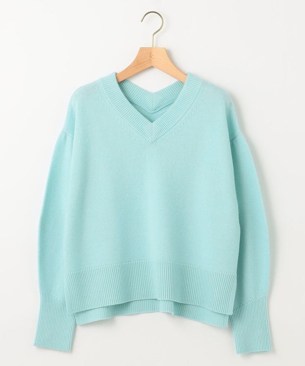 組曲 【8色展開・手洗い可】ウールカシミヤミックス Vネックニット 【WEB限定】サックスブルー系9