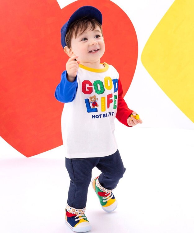 MIKI HOUSE HOT BISCUITS 【80-120cm】GOOD LIFE 長袖Tシャツ 白