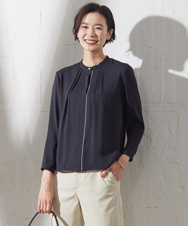 J.PRESS LADIES ジョーゼット カットソー ネイビー系