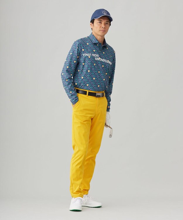 23区GOLF 【MEN】【吸水速乾/UVカット】エンブレム柄ポロシャツ ネイビー系5