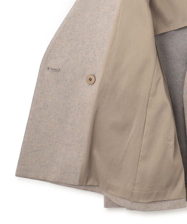 23区 L 【Oggi4月号掲載/セットアップ対応】リネン ミックスツイード ノーカラー ジャケット ベージュ系