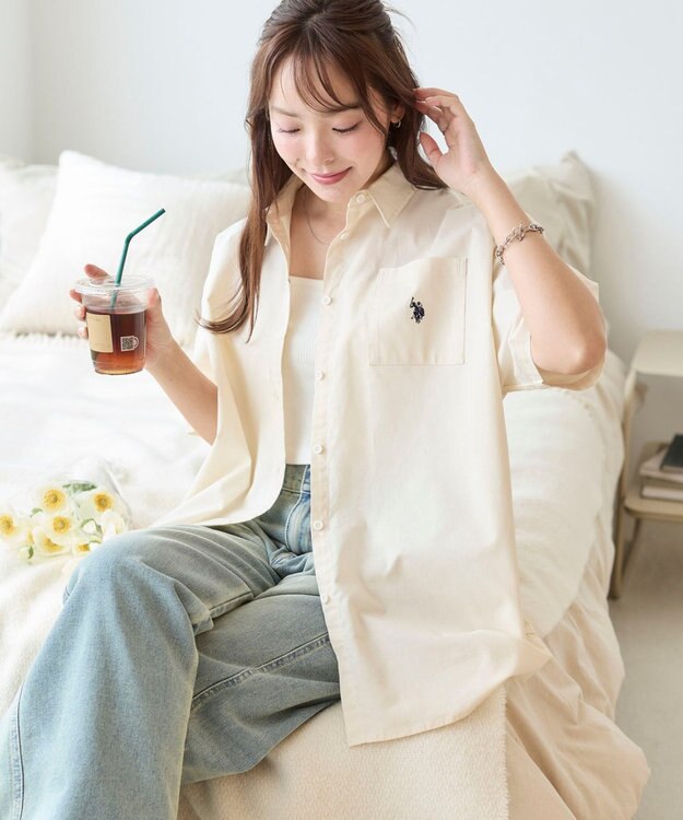 WEGO USPOLOハーフスリーブシャツ ホワイトアイボリー