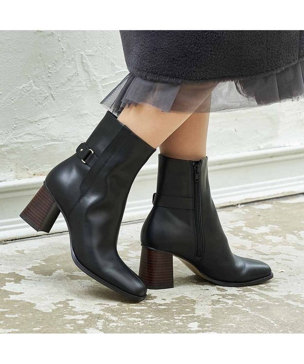 MODE ET JACOMO <MODE ET JACOMO>サイドバックルショートブーツ ブラック