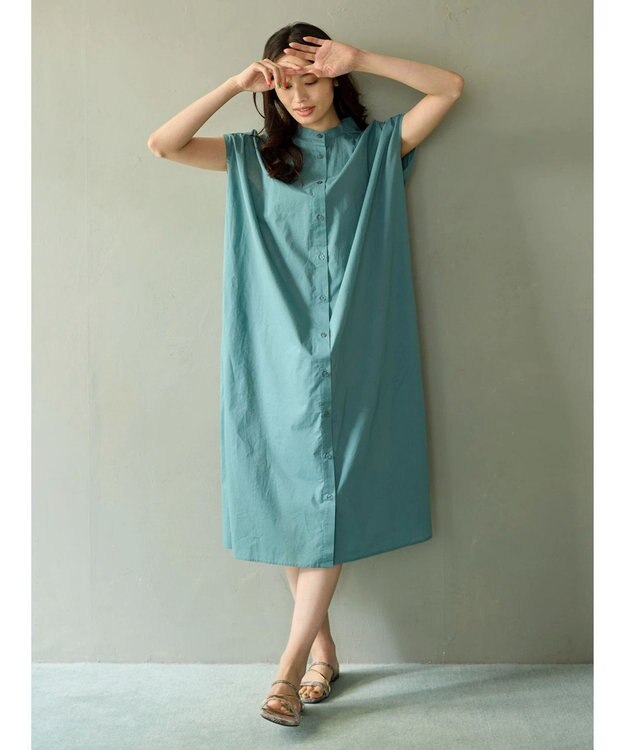 Green Parks ・Ｐｅｔｉｔ　Ｆｌｅｕｒ　カラーシャツワンピース Green