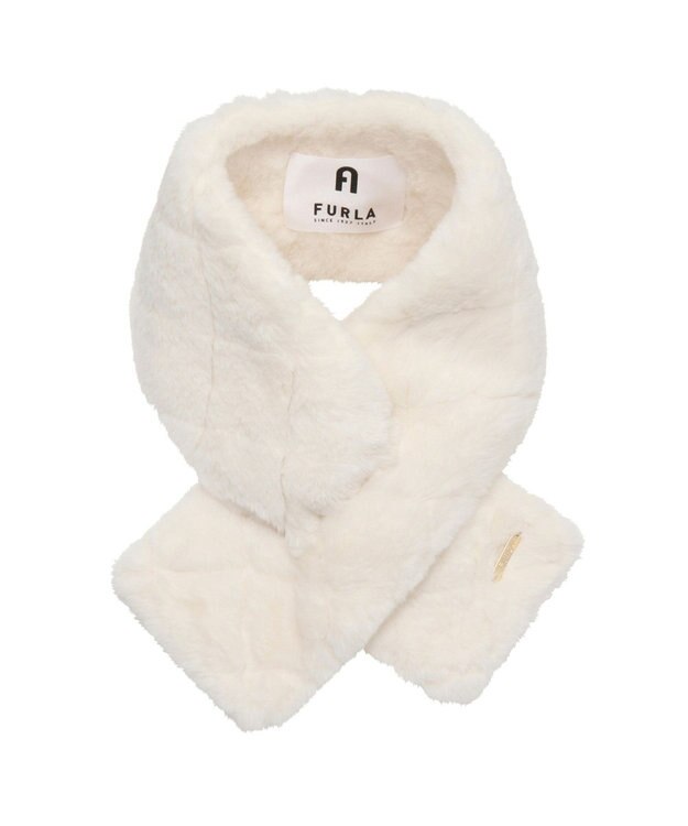 MOONBAT FURLA フェイクファーキルティング風マフラー オフホワイト
