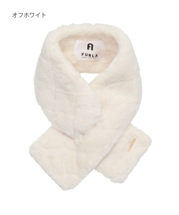 MOONBAT FURLA フェイクファーキルティング風マフラー オフホワイト