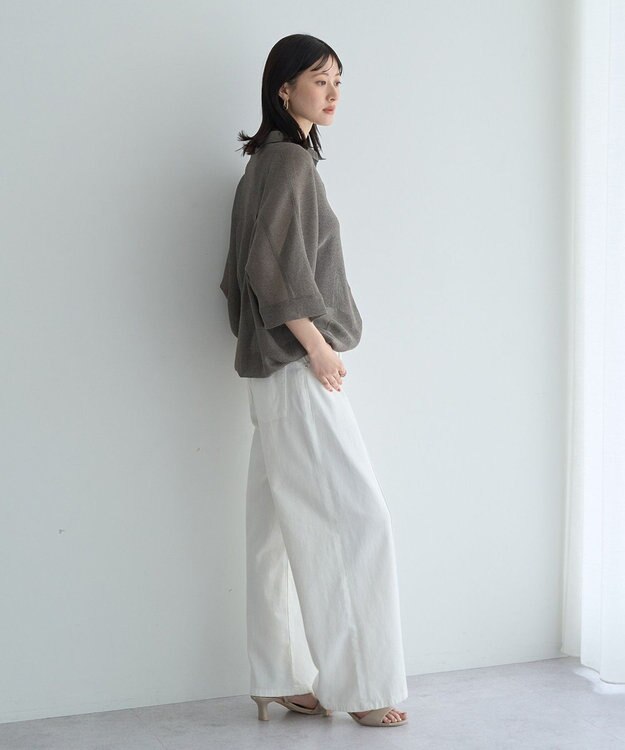 YECCA VECCA 　裾ドロストメッシュシャツ Gray Mixture