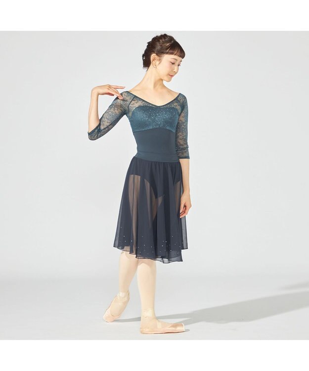 Chacott 6分袖レオタード ボトルグリーン