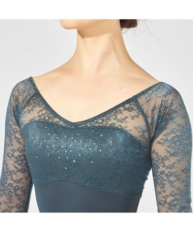 Chacott 6分袖レオタード ボトルグリーン