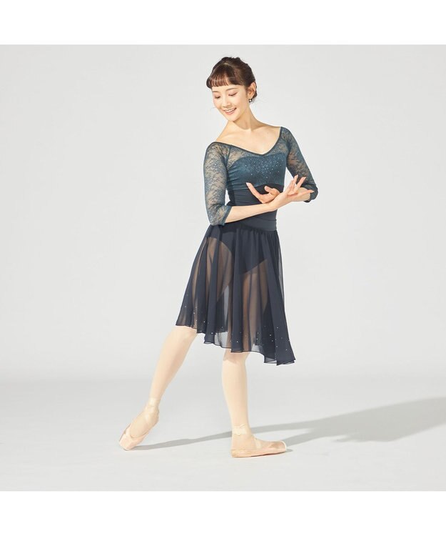 Chacott 6分袖レオタード ボトルグリーン