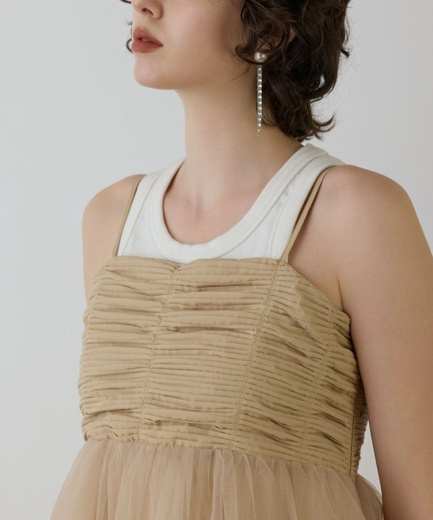 GRACE CONTINENTAL タフタチュールキャミ ベージュ