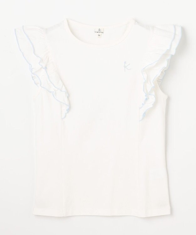組曲 KIDS 【150-160㎝】 フルールフリルTシャツ オフホワイト