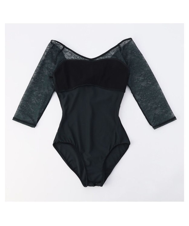 Chacott 6分袖レオタード ボトルグリーン