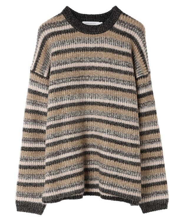 AMERICAN HOLIC グラデーションボーダーニットプルオーバー Black