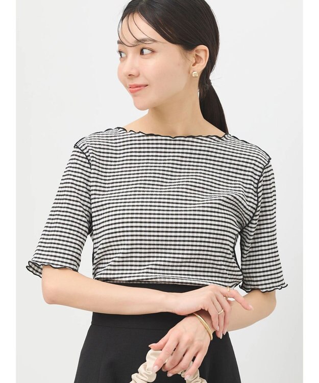 earth music&ecology ギンガムメロープルオーバー Black