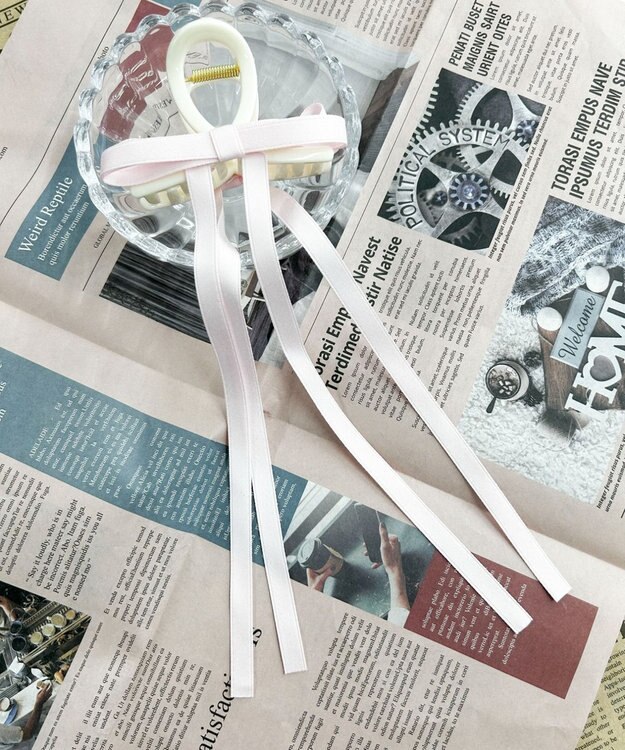 WEGO Lロングリボンバンスクリップ ライトピンク