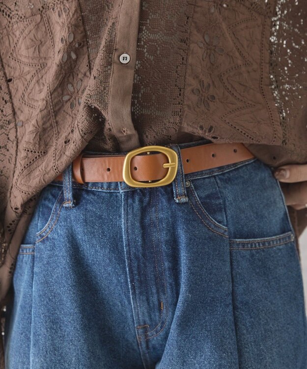 AMERICAN HOLIC ニュアンススクエアバックルベルト Camel