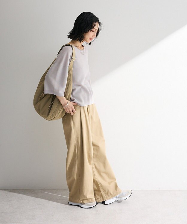 Green Parks 七分袖機能ニットプルオーバー Gray