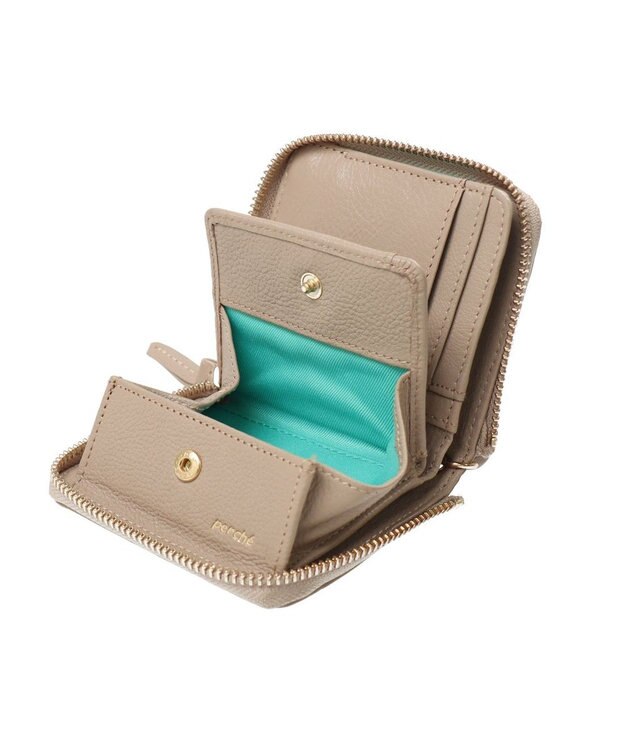 UNBILLION ペルケ perche / ドット型押しパームフィットストラップウォレット ベージュ