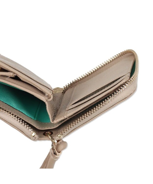 UNBILLION ペルケ perche / ドット型押しパームフィットストラップウォレット ベージュ