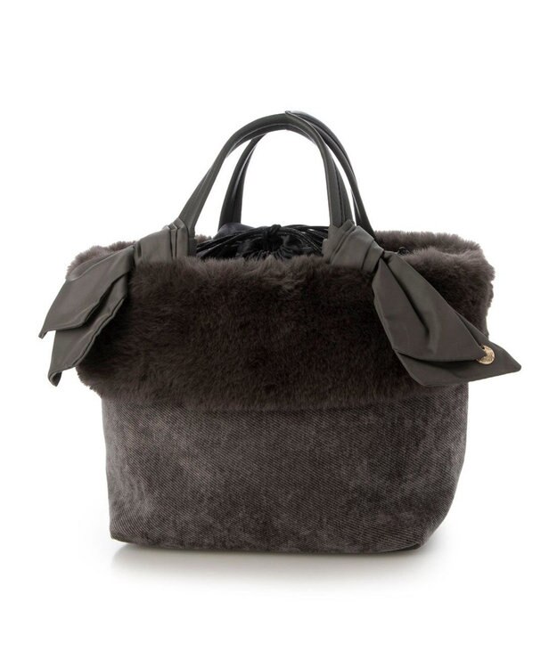 UNBILLION カシュカシュ cachecache / エコファーコンビリボントートバッグ GY