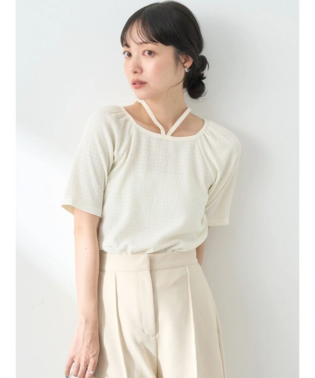 earth music&ecology ポコポコホルタープルオーバー Ivory