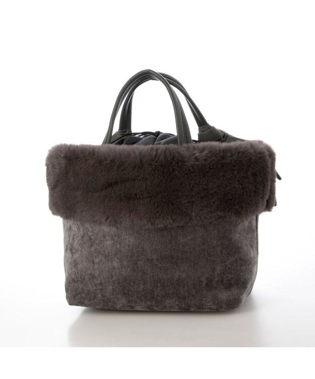 UNBILLION カシュカシュ cachecache / エコファーコンビリボントートバッグ GY