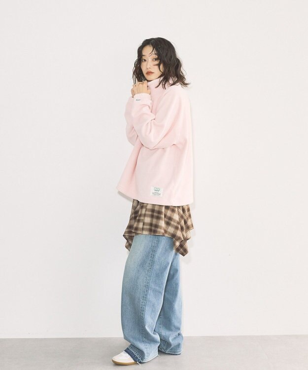 AMERICAN HOLIC Discus フリースハーフジッププルオーバー Pink