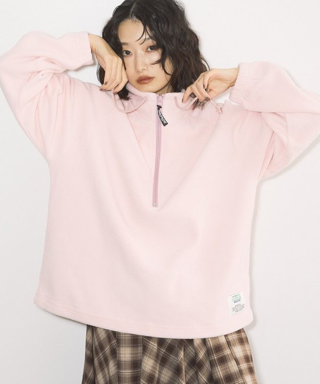 AMERICAN HOLIC Discus フリースハーフジッププルオーバー Pink