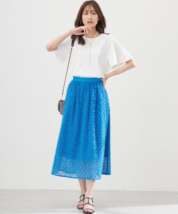 組曲 L フェザーチュール スカート ブルー系