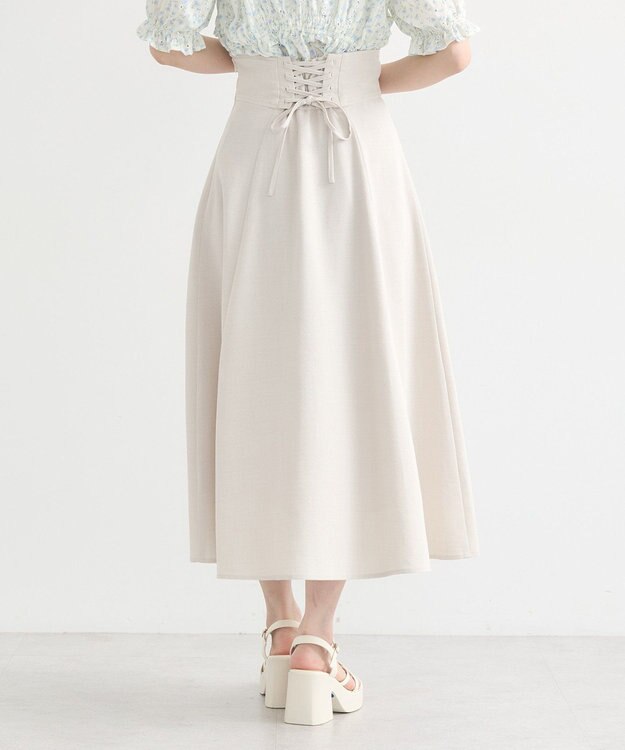 earth music&ecology バックレースアップスカート Light Beige