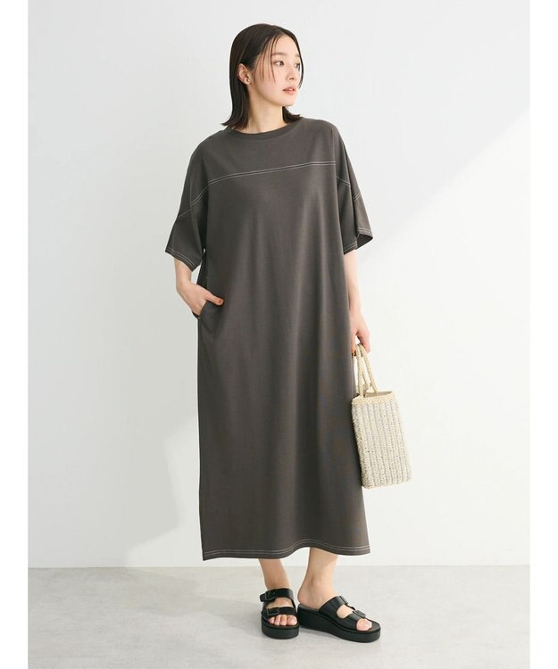 Green Parks ・ＳＵＧＡＲ　ＳＰＯＯＮ【ＣＯＯＬ】ステッチＴＥＥワンピ Charcoal Gray
