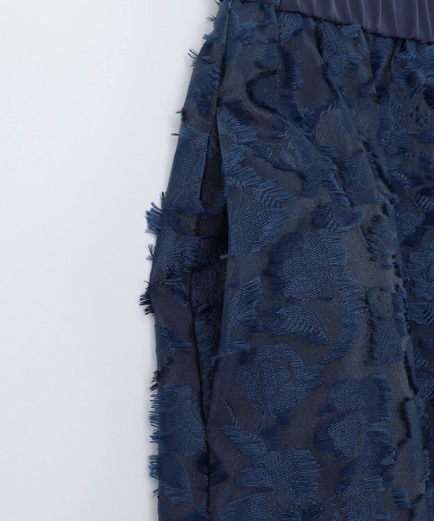 自由区 【洗える】フラワーカットジャガード スカート ネイビー