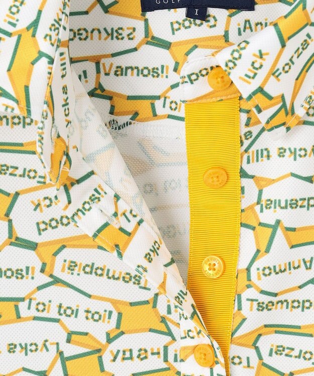 23区GOLF 【WOMEN】【吸水速乾/UVカット】YELL総柄プリントポロシャツ イエロー系5