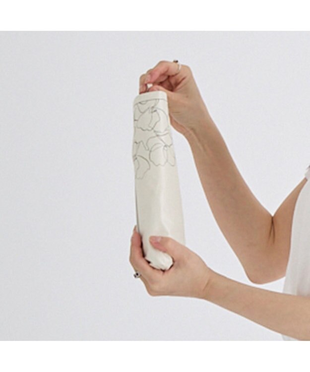 MOONBAT 晴雨兼用日傘 折りたたみ傘 ラインフラワー／遮光 遮熱 UV オフホワイト