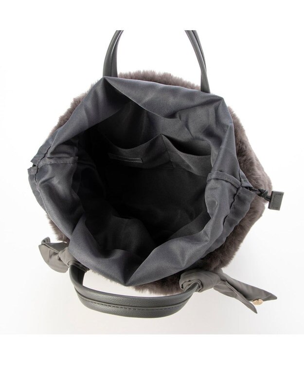 UNBILLION カシュカシュ cachecache / エコファーコンビリボントートバッグ GY