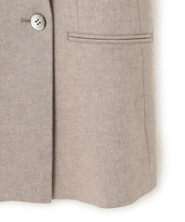 23区 L 【Oggi4月号掲載/セットアップ対応】リネン ミックスツイード ノーカラー ジャケット ベージュ系