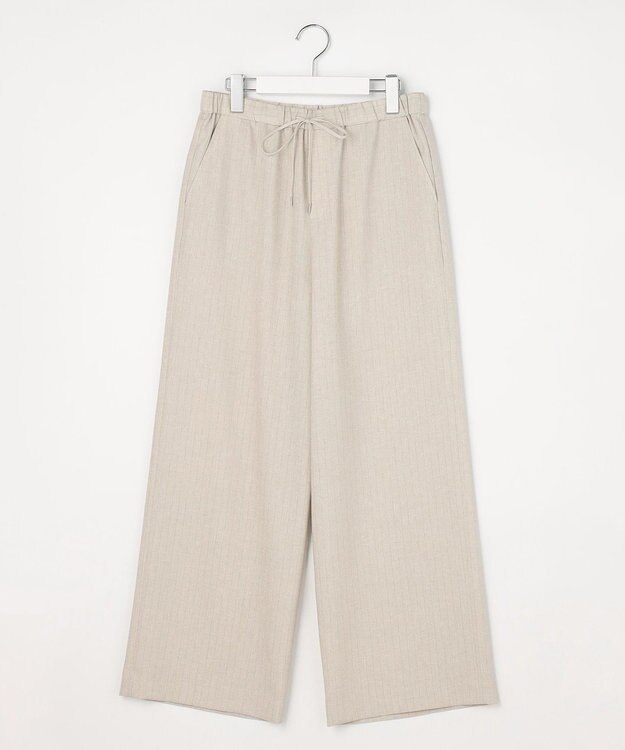 J.PRESS LADIES ペンシル SLUB STRIPE ワイド イージー パンツ フラックスストライプ系