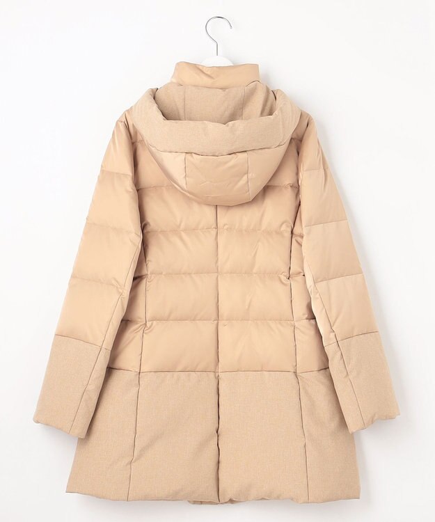 自由区 L 【撥水加工・洗える】ブライトダウンフード付き ダウンコート シャンパンベージュ