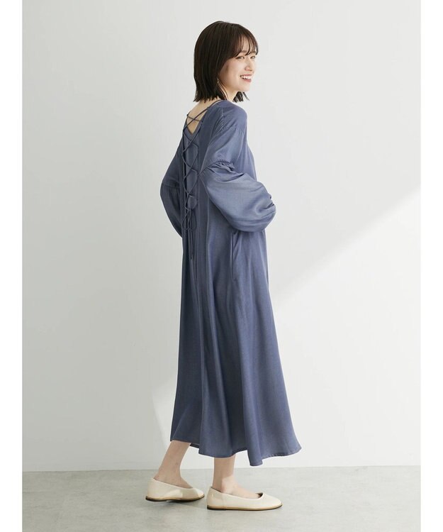 Green Parks ・ｆｕｒｒｙ　ｒａｔｅ　バックレースアップワンピース Light Gray