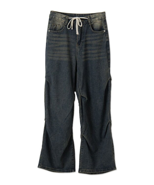 WEGO ドロストコードフレアデニム デニム中濃色