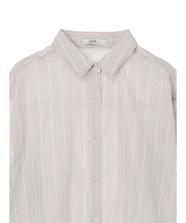 earth music&ecology レギュラーカラーシャツ Stripe Beige