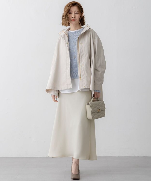 23区 【吸水速乾/防シワ】ジョーゼットサテン ナロー スカート ベージュ系