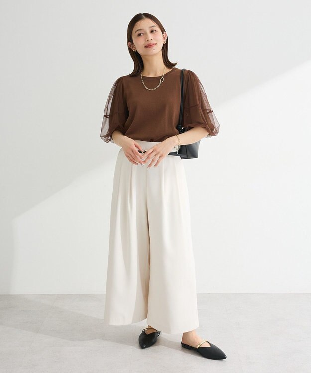 Green Parks チュールボリュームスリーブニットプルオーバー Mocha