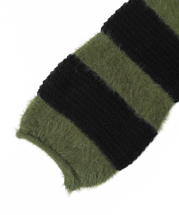 WEGO マテリアルシャギークロップドニット カーキ