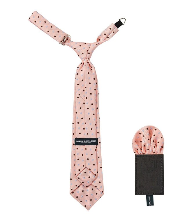 MIKI HOUSE HOT BISCUITS 【ミキハウス】 ドット柄ネクタイ(ポケットチーフ付) ピンク