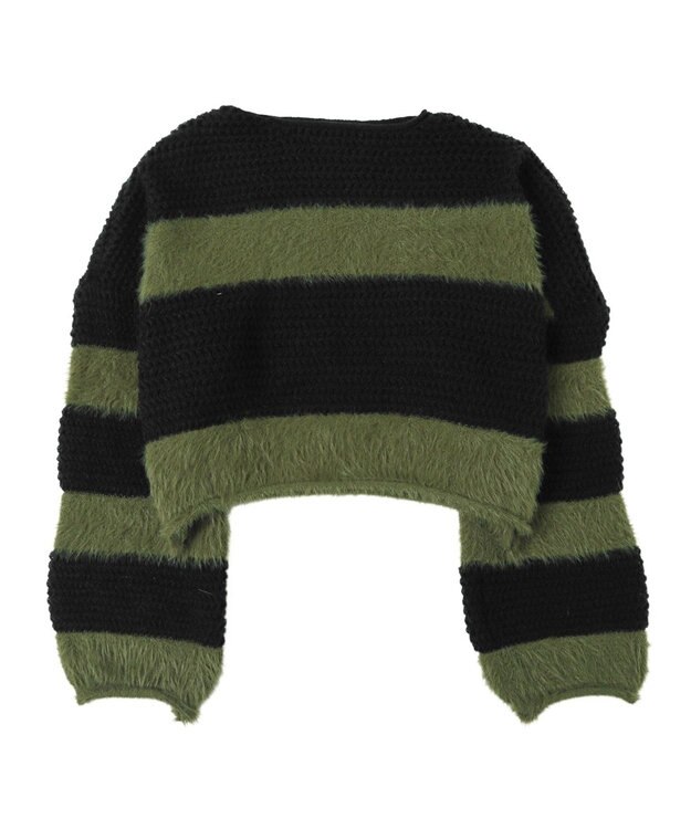 WEGO マテリアルシャギークロップドニット カーキ