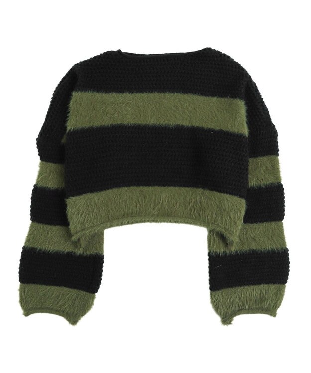 WEGO マテリアルシャギークロップドニット カーキ