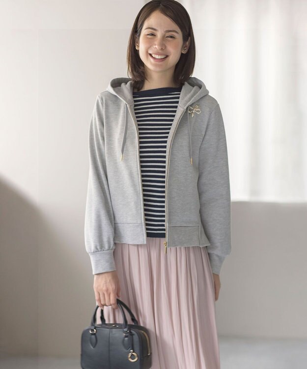 組曲 ラメペプラムパーカー シルバー系