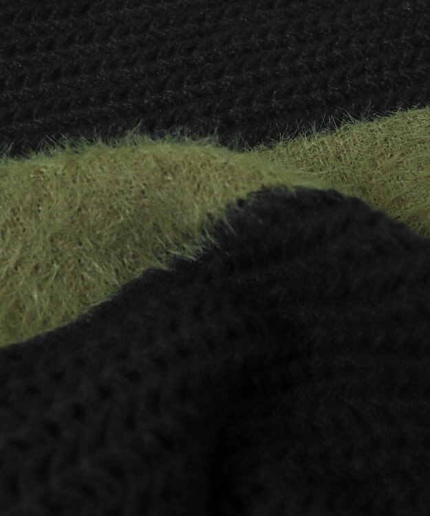 WEGO マテリアルシャギークロップドニット カーキ